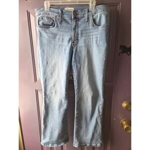 Madewell Mid-rise Kick Out Crop Jeans Womens Size 32 Light Wash With Stretch!
